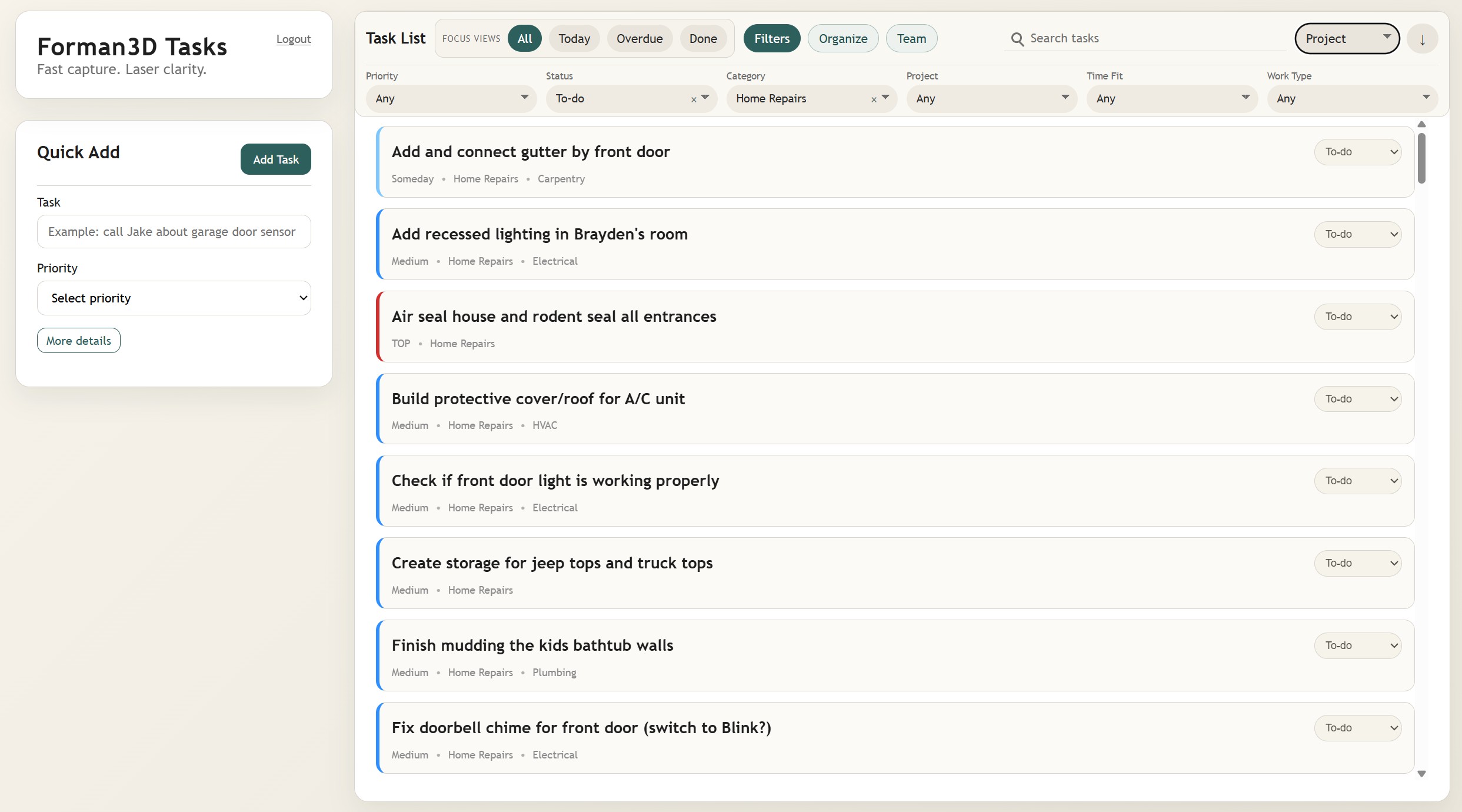 Forman3D Tasks app screenshot